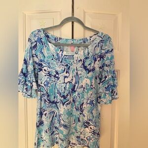 Lilly Pulitzer Tiered Sleeve Elephant Blouse Size S